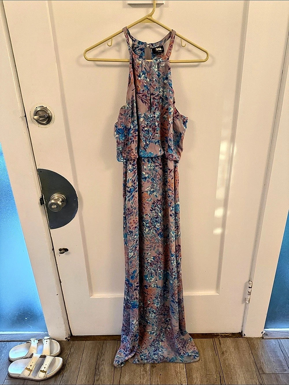 Halter Dress Floral Maxi Blue & Pink